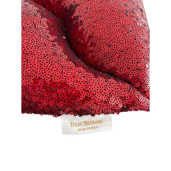 Isaac Mizrahi Sequin Home Decor Pillow Red Lips Kiss 20” X 14” - Picture 3 of 3